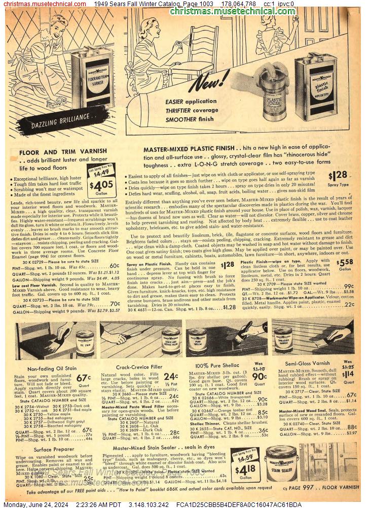 1949 Sears Fall Winter Catalog, Page 1003
