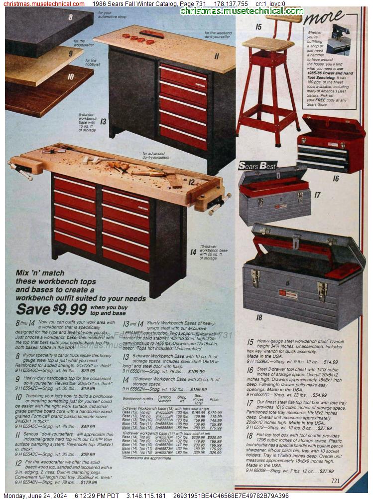 1986 Sears Fall Winter Catalog, Page 731