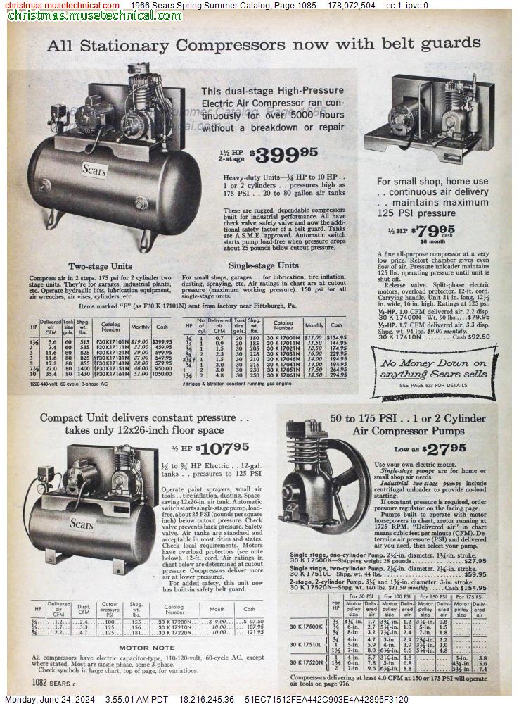 1966 Sears Spring Summer Catalog, Page 1085