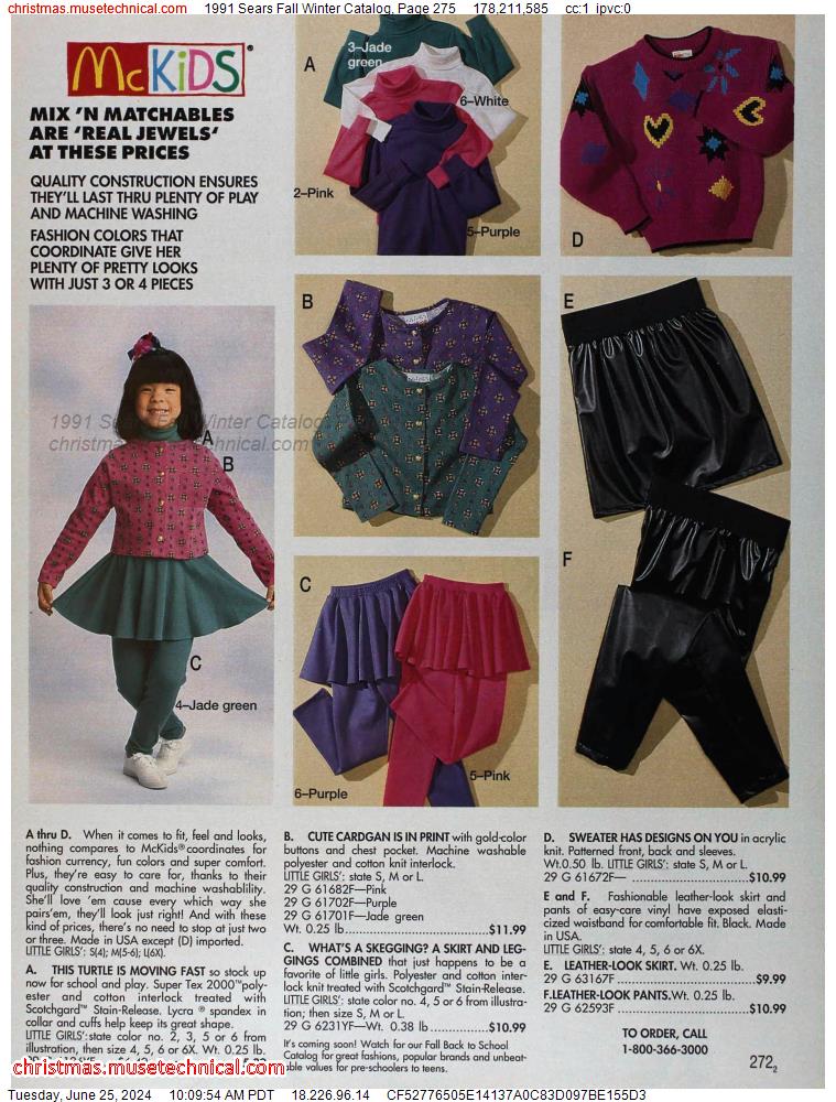 1991 Sears Fall Winter Catalog, Page 275