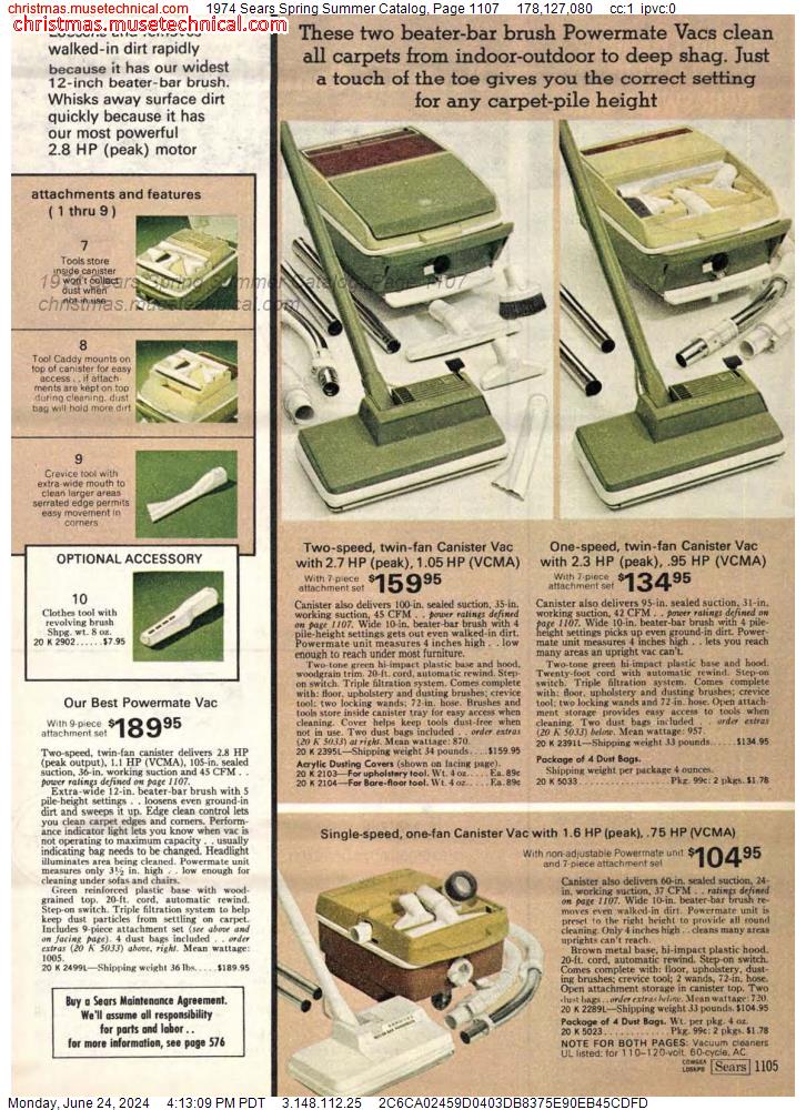 1974 Sears Spring Summer Catalog, Page 1107