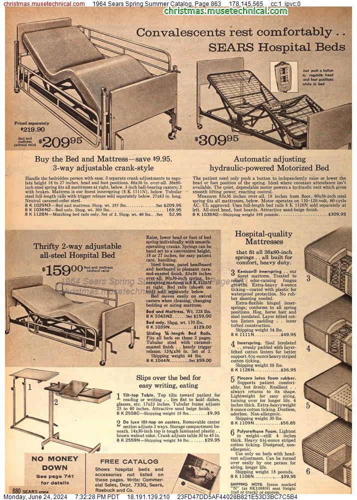 1964 Sears Spring Summer Catalog, Page 863