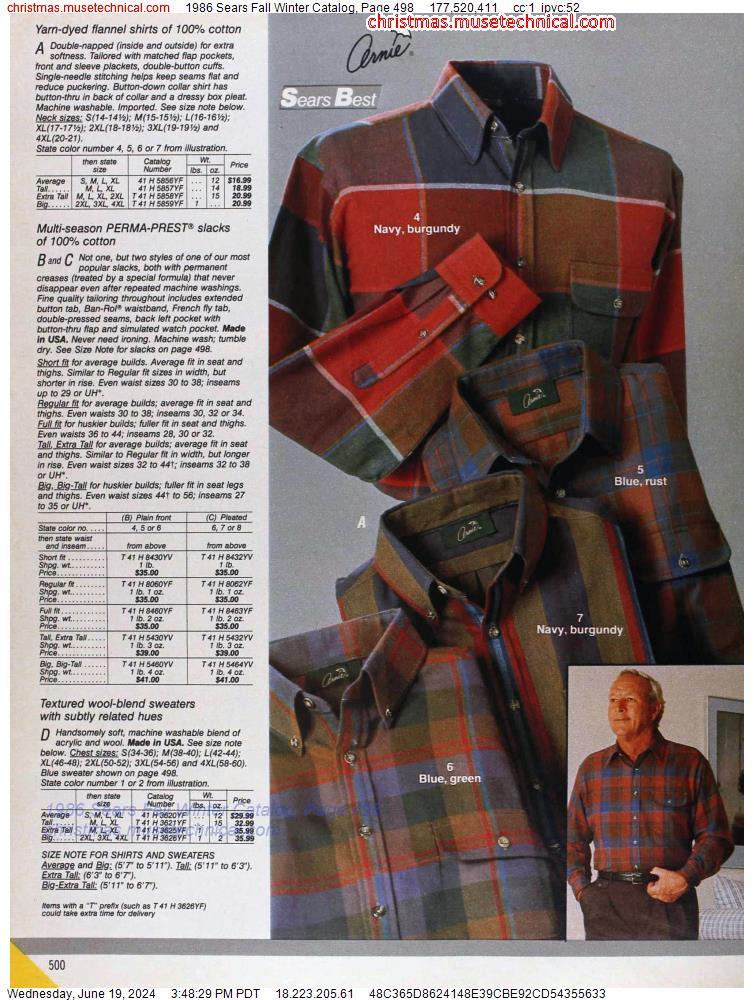 1986 Sears Fall Winter Catalog, Page 498
