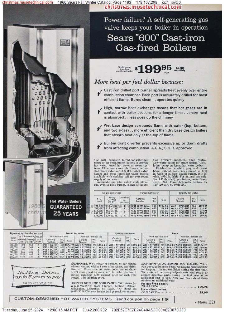 1966 Sears Fall Winter Catalog, Page 1193