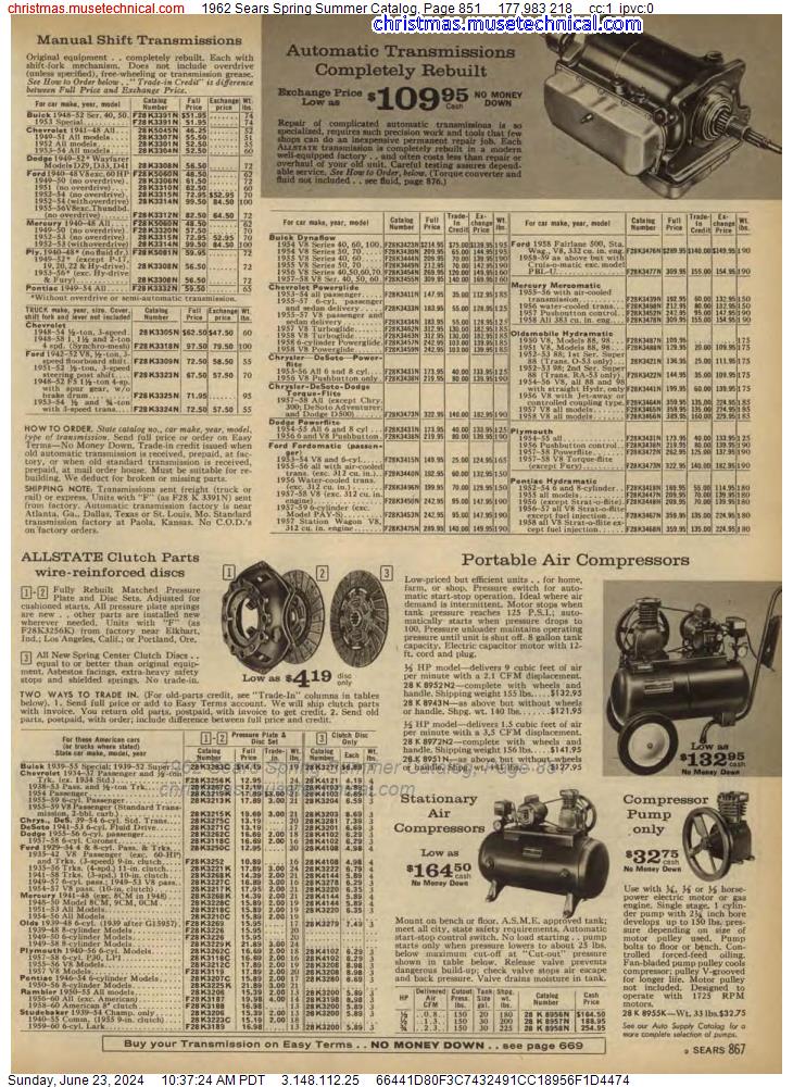 1962 Sears Spring Summer Catalog, Page 851
