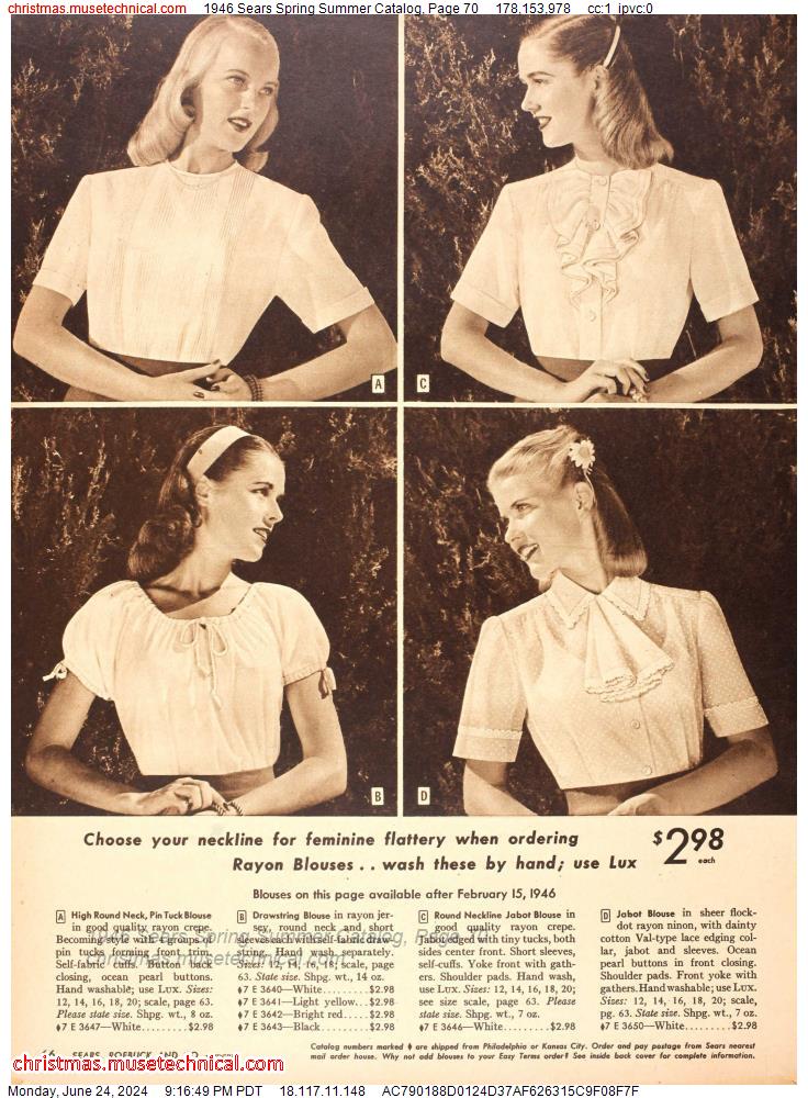 1946 Sears Spring Summer Catalog, Page 70