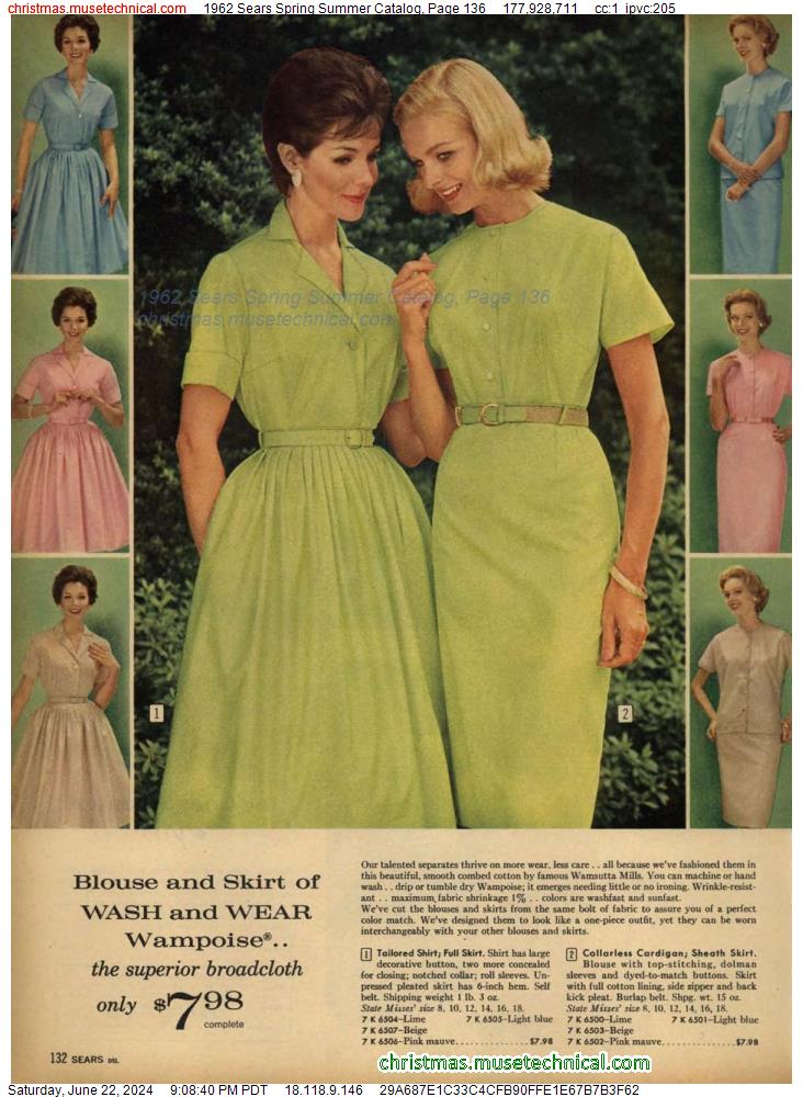 1962 Sears Spring Summer Catalog, Page 136