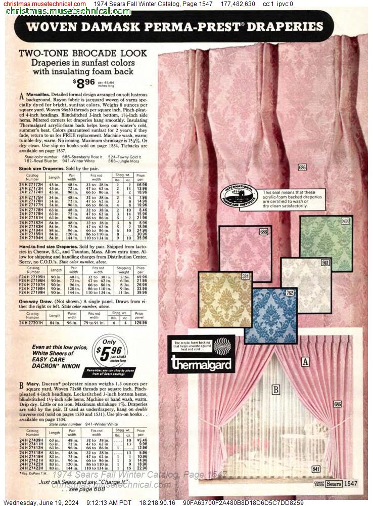 1974 Sears Fall Winter Catalog, Page 1547