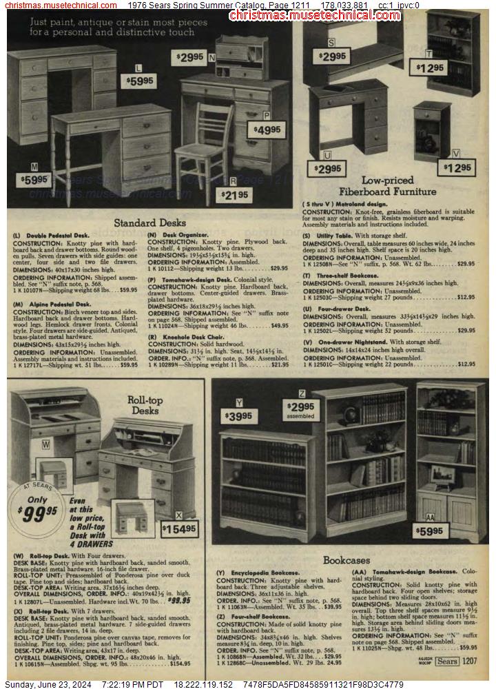 1976 Sears Spring Summer Catalog, Page 1211