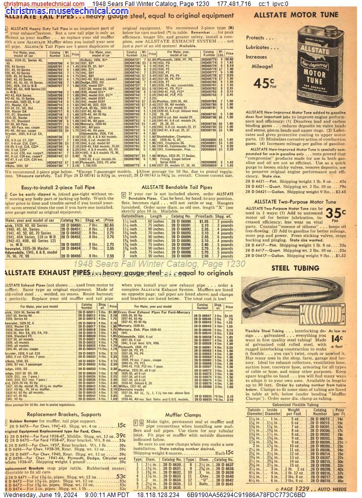 1948 Sears Fall Winter Catalog, Page 1230