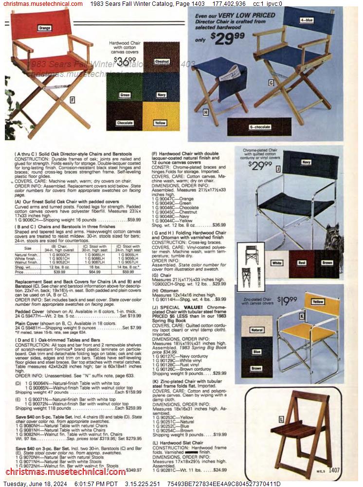 1983 Sears Fall Winter Catalog, Page 1403