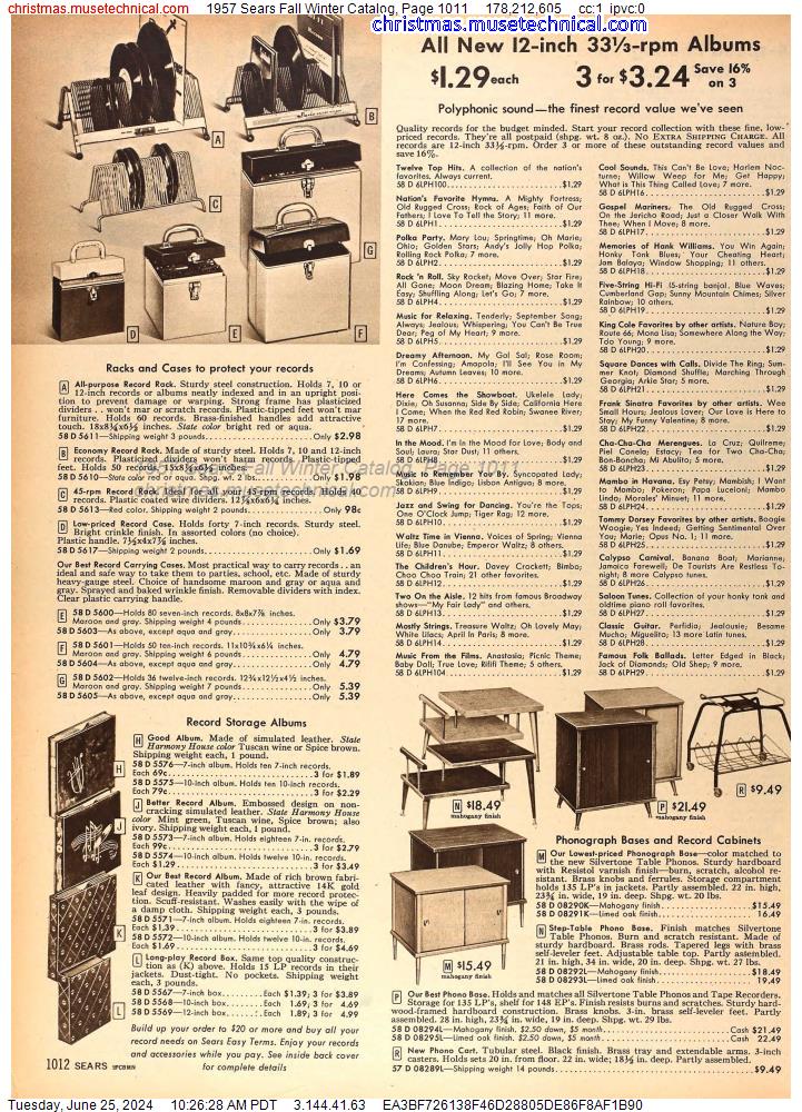1957 Sears Fall Winter Catalog, Page 1011