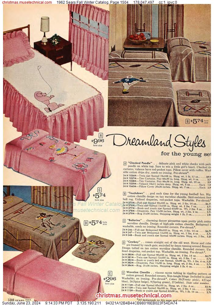1962 Sears Fall Winter Catalog, Page 1504
