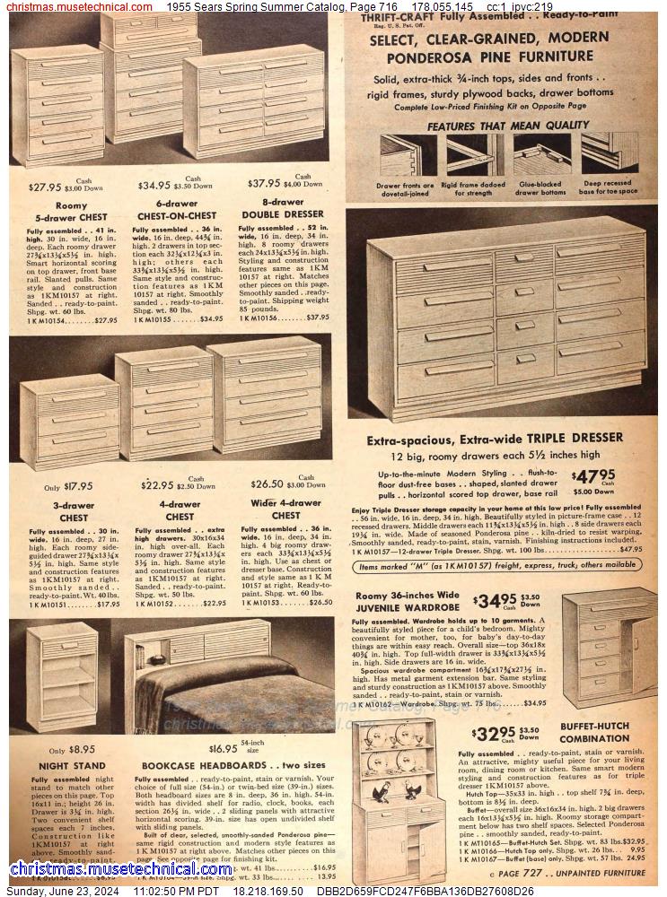 1955 Sears Spring Summer Catalog, Page 716