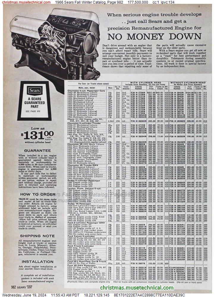 1966 Sears Fall Winter Catalog, Page 982