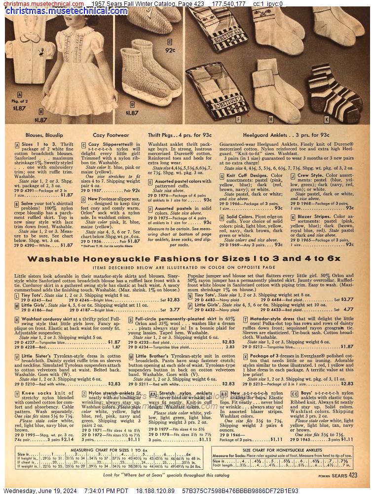 1957 Sears Fall Winter Catalog, Page 423