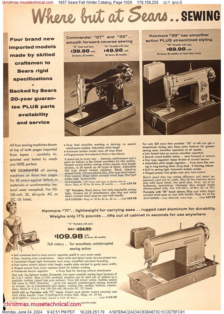 1957 Sears Fall Winter Catalog, Page 1029