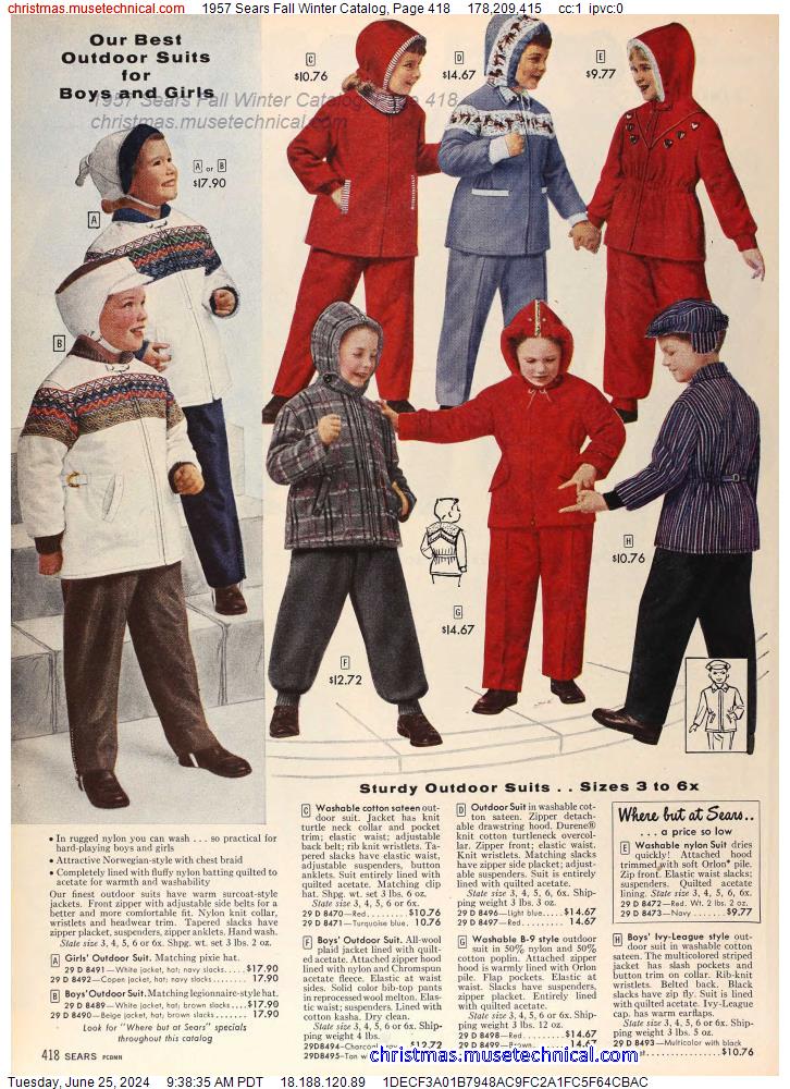 1957 Sears Fall Winter Catalog, Page 418