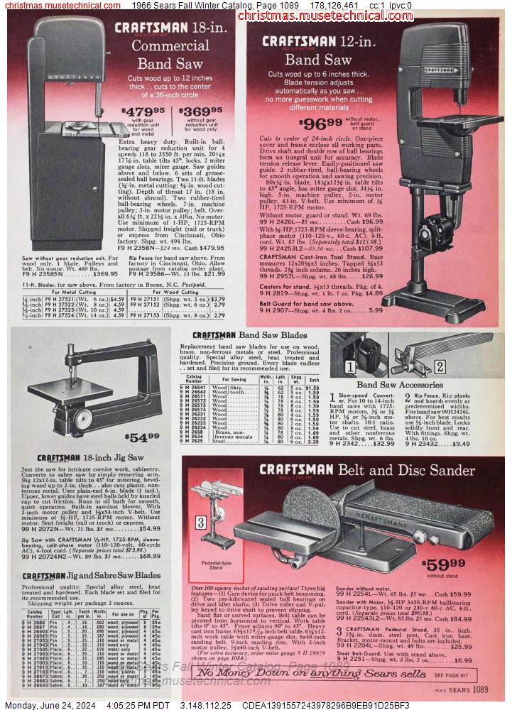 1966 Sears Fall Winter Catalog, Page 1089