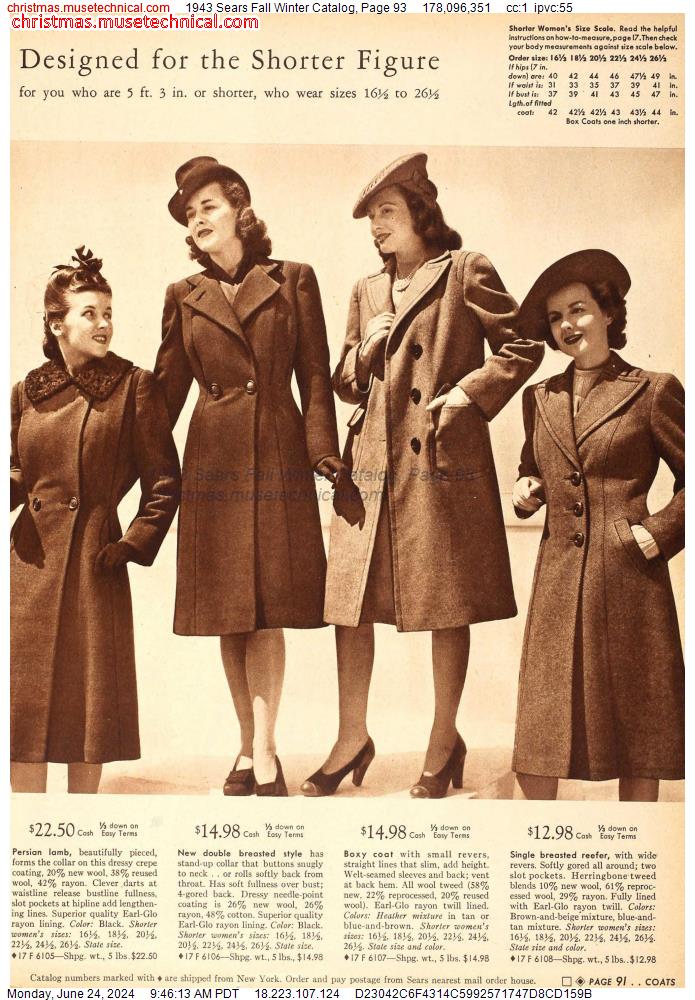 1943 Sears Fall Winter Catalog, Page 93
