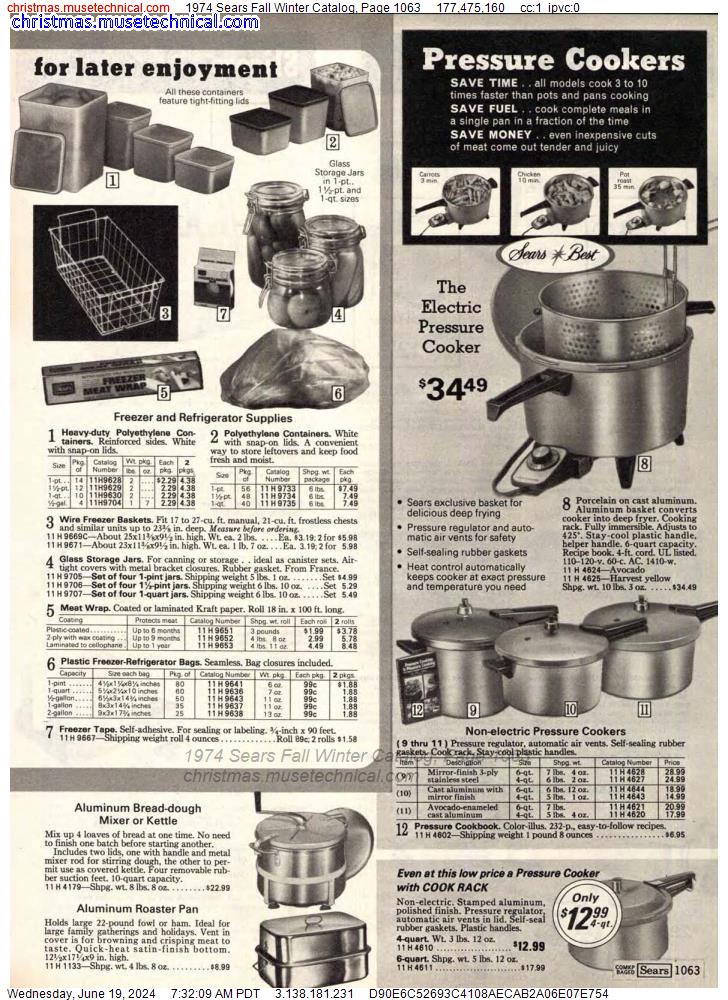 1974 Sears Fall Winter Catalog, Page 1063