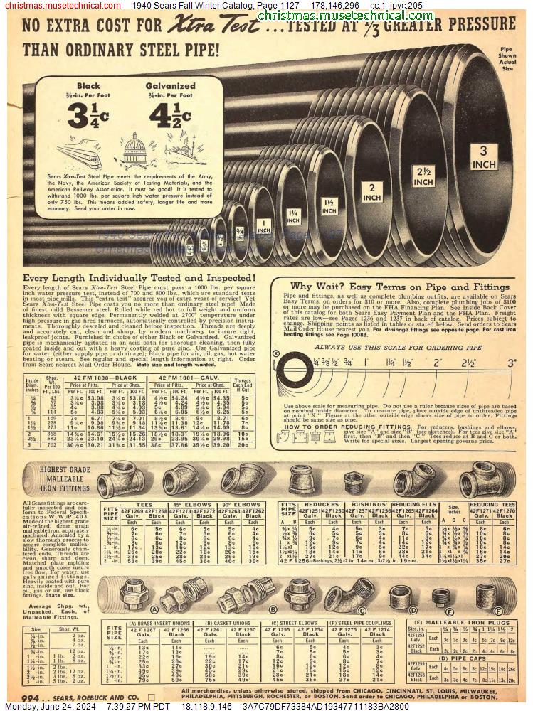1940 Sears Fall Winter Catalog, Page 1127
