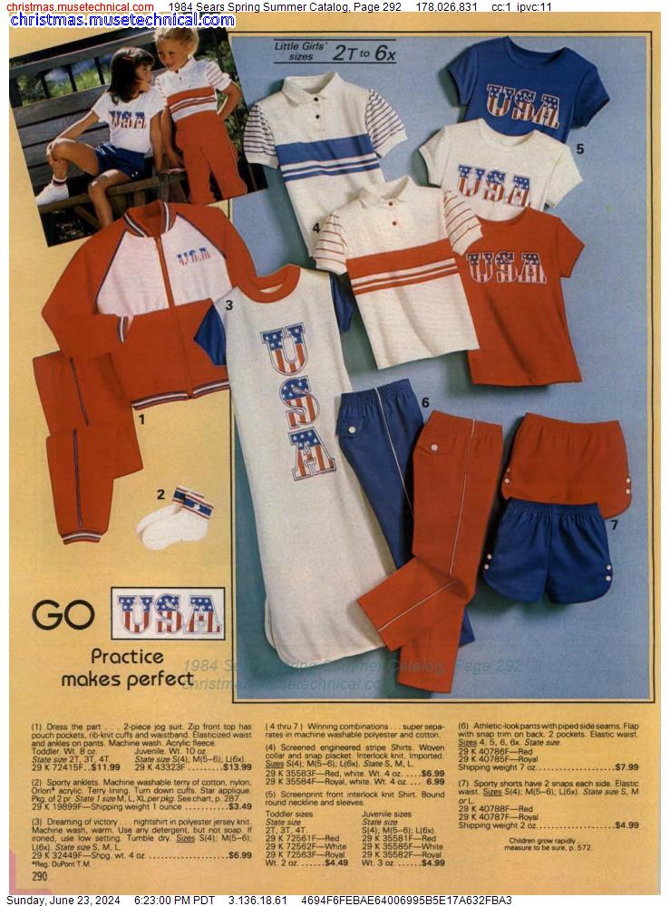 1984 Sears Spring Summer Catalog, Page 292