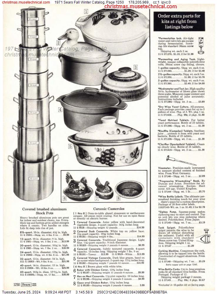 1971 Sears Fall Winter Catalog, Page 1250
