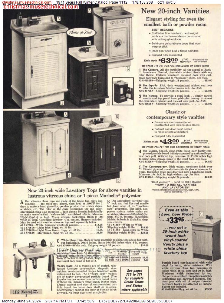 1971 Sears Fall Winter Catalog, Page 1112