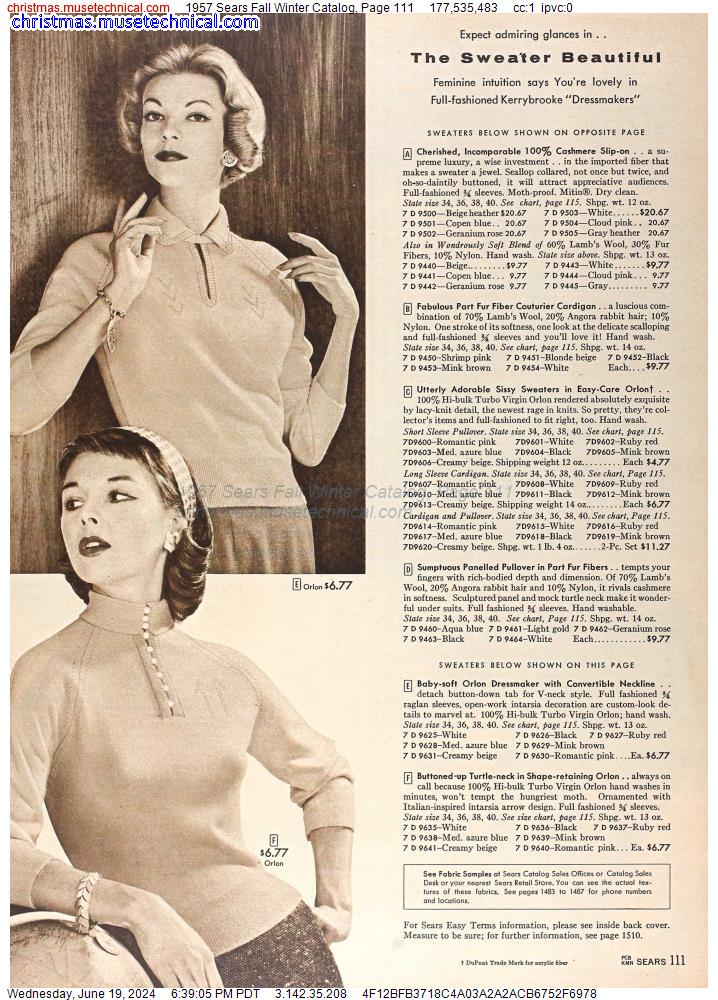 1957 Sears Fall Winter Catalog, Page 111