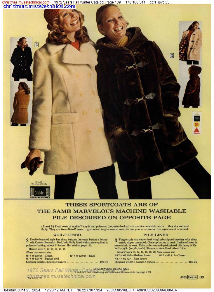 1972 Sears Fall Winter Catalog, Page 139