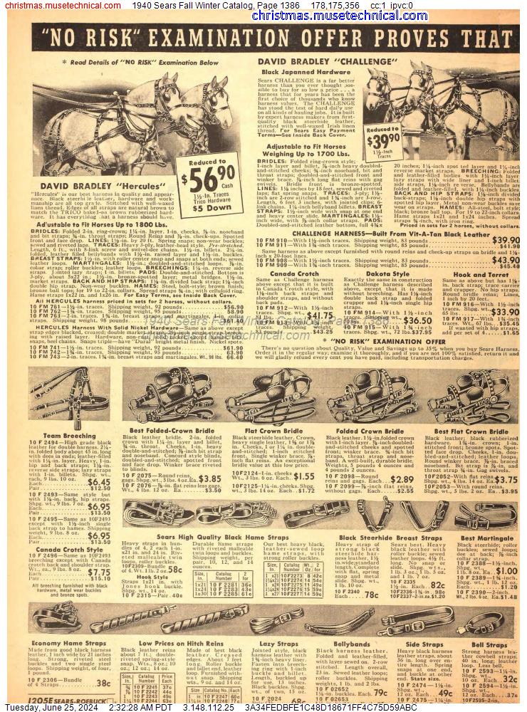 1940 Sears Fall Winter Catalog, Page 1386