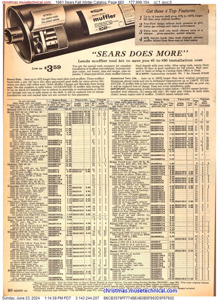 1961 Sears Fall Winter Catalog, Page 860