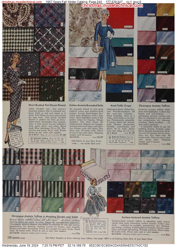 1957 Sears Fall Winter Catalog, Page 240