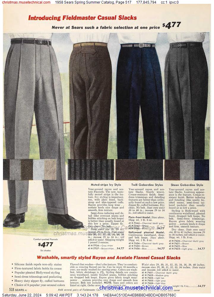 1958 Sears Spring Summer Catalog, Page 517
