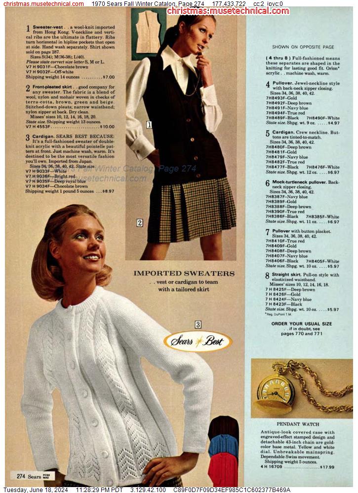 1970 Sears Fall Winter Catalog, Page 274