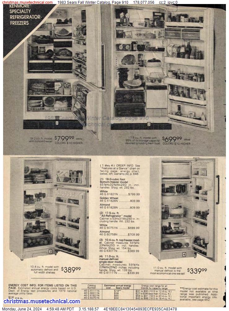 1983 Sears Fall Winter Catalog, Page 910