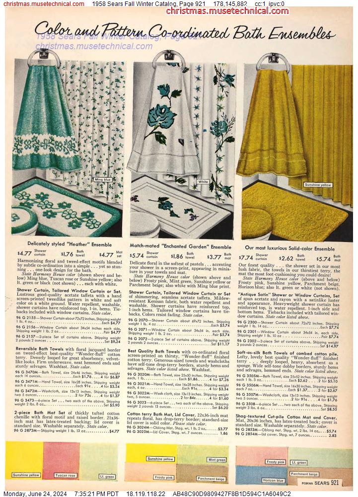 1958 Sears Fall Winter Catalog, Page 921