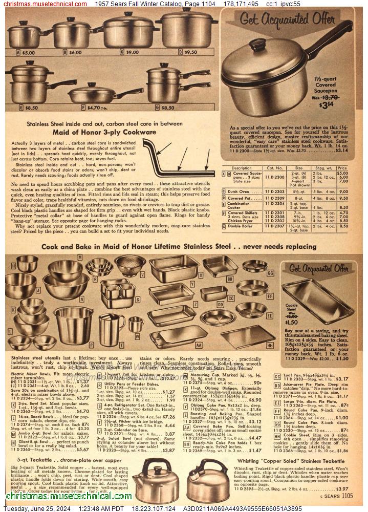 1957 Sears Fall Winter Catalog, Page 1104