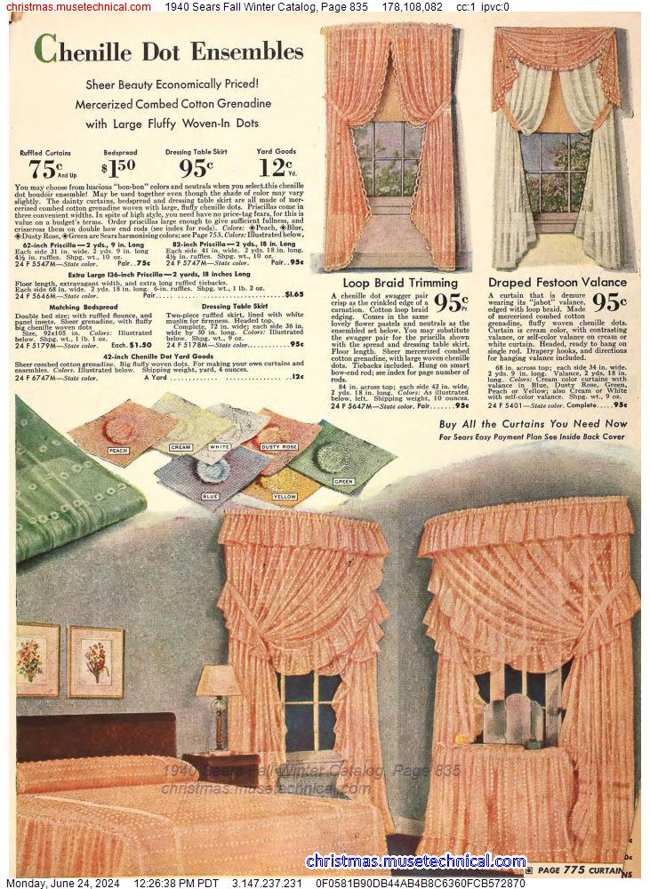 1940 Sears Fall Winter Catalog, Page 835