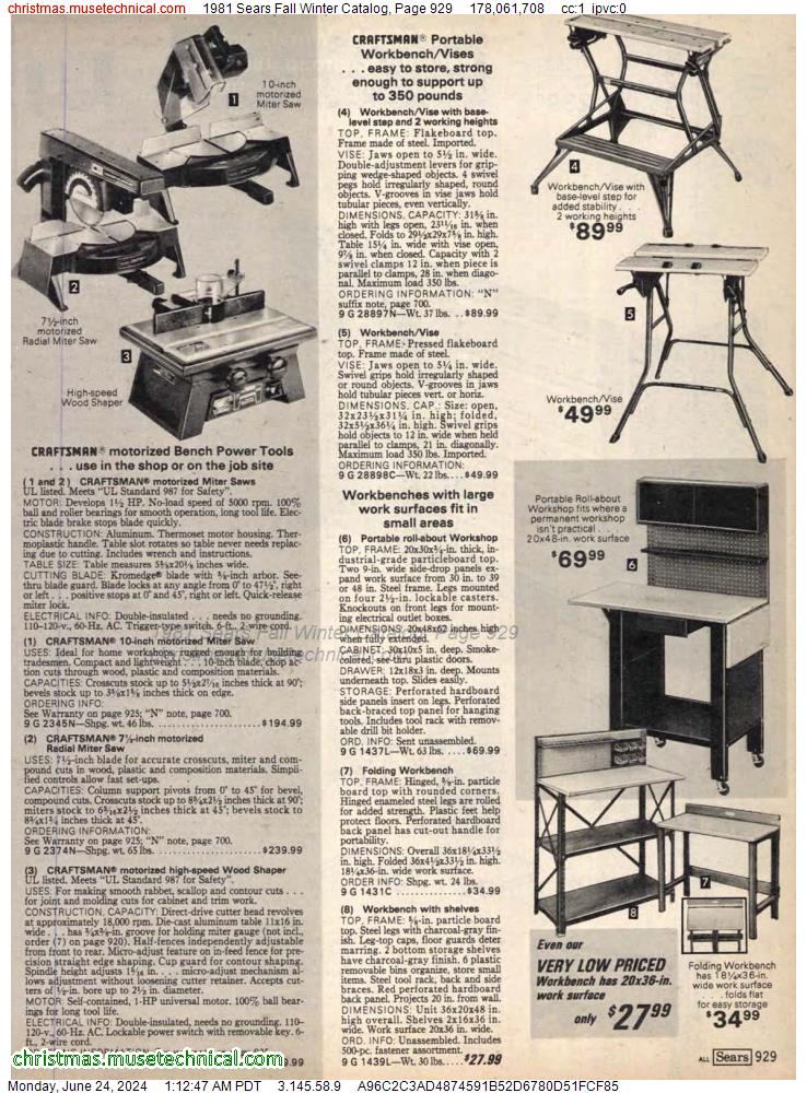 1981 Sears Fall Winter Catalog, Page 929