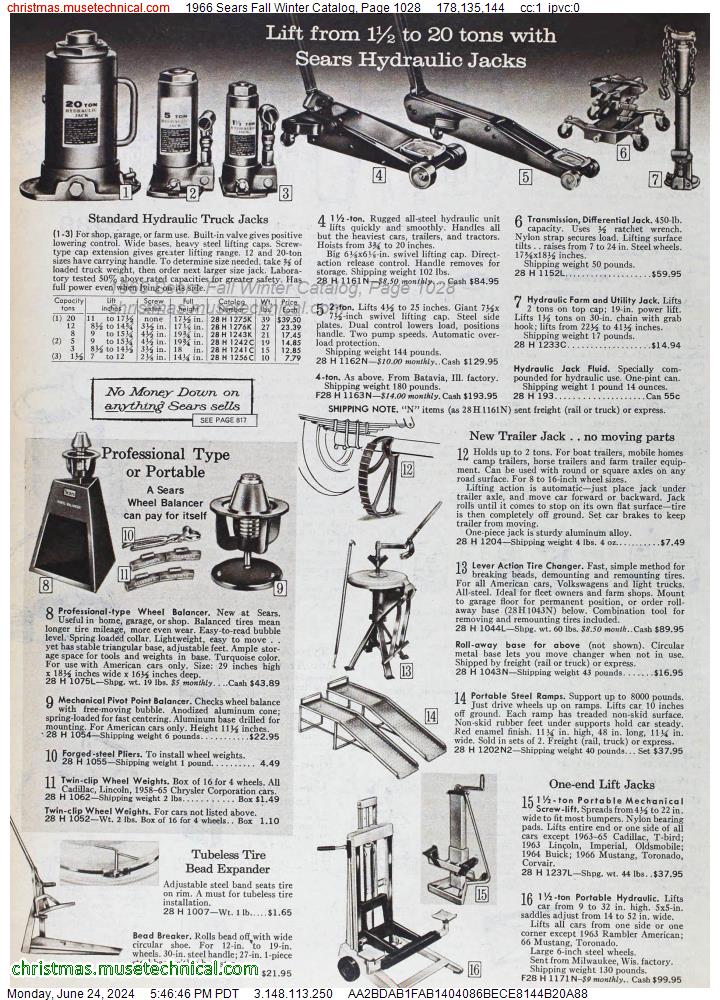 1966 Sears Fall Winter Catalog, Page 1028