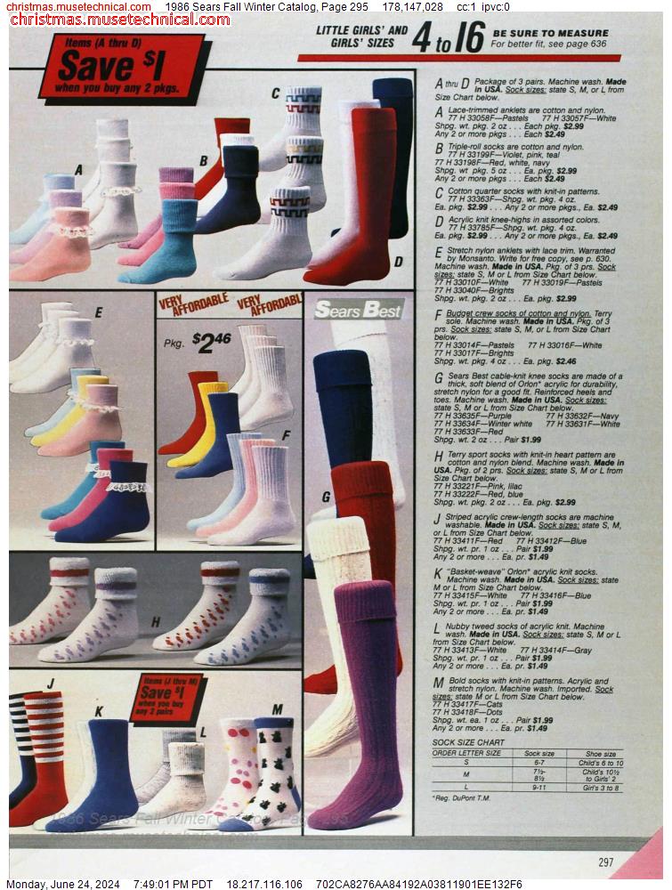 1986 Sears Fall Winter Catalog, Page 295