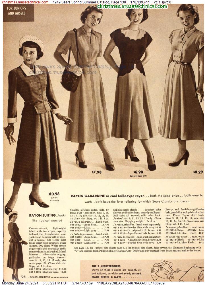 1949 Sears Spring Summer Catalog, Page 130