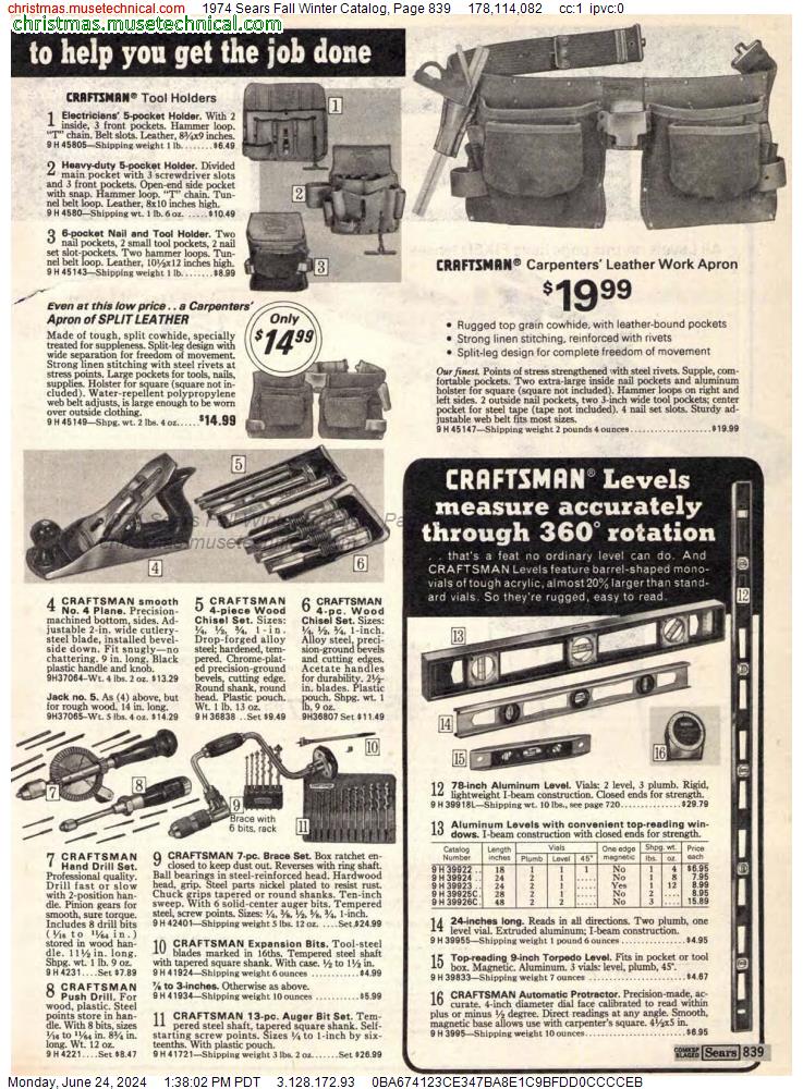 1974 Sears Fall Winter Catalog, Page 839