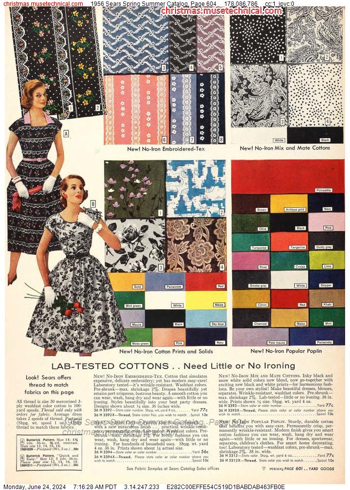 1956 Sears Spring Summer Catalog, Page 604