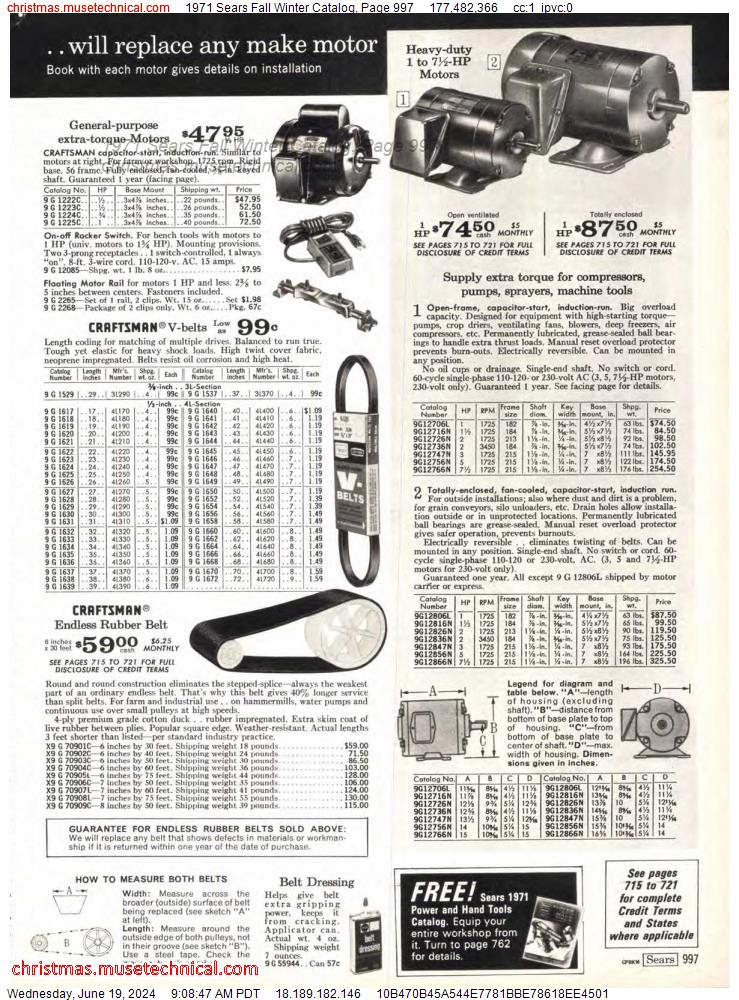 1971 Sears Fall Winter Catalog, Page 997