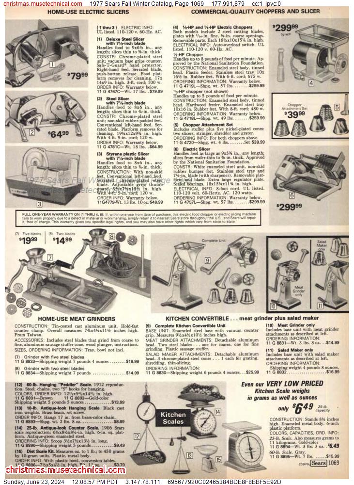1977 Sears Fall Winter Catalog, Page 1069