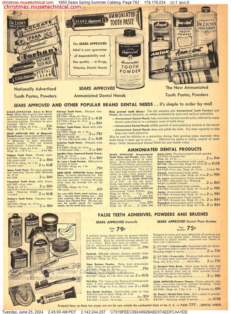 1950 Sears Spring Summer Catalog, Page 783