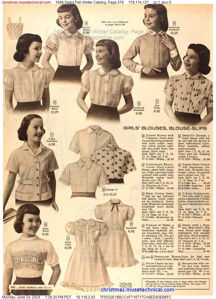 1956 Sears Fall Winter Catalog, Page 378